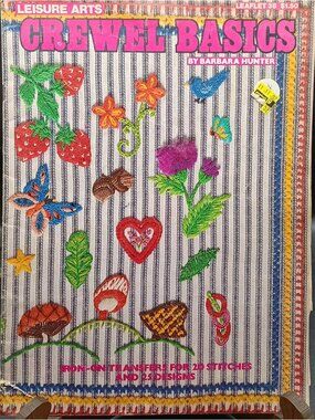 Crewel Basics Leisure Arts Iron-On Transfers 20 Stitches 25 Designs By Barbara H